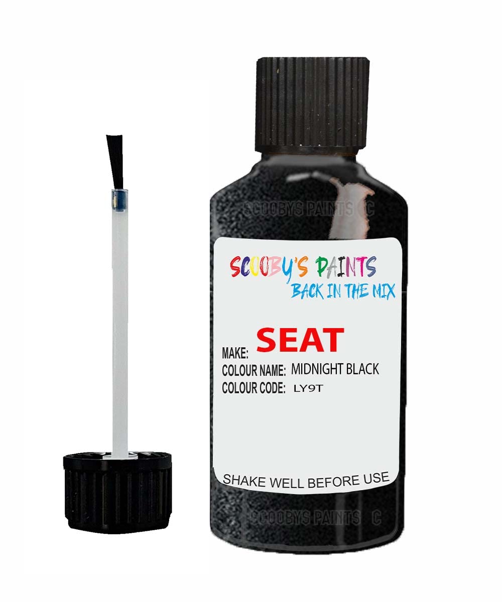 Scoobys Paints Back In The Mix Midnight Black Touch Up Paint For Seat Leon Ly9t 2015-2021 30Ml Bottle Brush Scratch Stone Chip Repair Pen