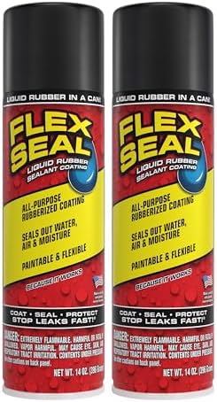 Flex Seal Spray Rubber Sealant Coating, Waterproof, Black, 17 oz, 2-Pack