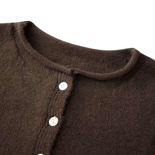 Women Casual Cardigan Sweater Lightweight Loose Crewneck Button Down Long Sleeve Basic Knit Tops3