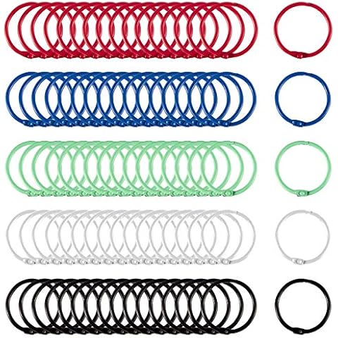 DUOUPA Pack of 100 Colourful Book Binder Rings Key Rings Keychain Rings Binder for Loose Leaf Connector Rings Document Album Scrapbook Craft Cover