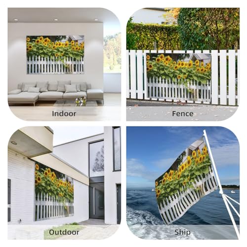 Drapeau de clôture tournesols blancs 1,2x1,8m double face - 7
