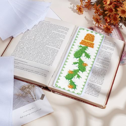 Image of arricraft 24 Pcs Blank Cross Stitch Bookmark, 14 Count Cloth Book Marker Cross Stitch with Embroidery Edge Rectangle Embroidery DIY Bookmark for Crosstitch Project 2.99x7.87inch(7.6x20cm)