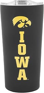 Officially Licensed Collegiate Stainless Steel Tumbler - Double Walled Insulated Travel Tumbler with Slide Lid - 18 oz (Iowa - Black)