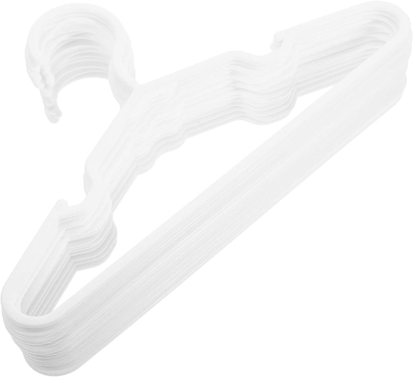 TOYANDONA 50pcs White Plastic Non-Slip Clothes Hangers Ultra Thin Heavy Duty Nursery Closet Organizers for Boys Home Storage