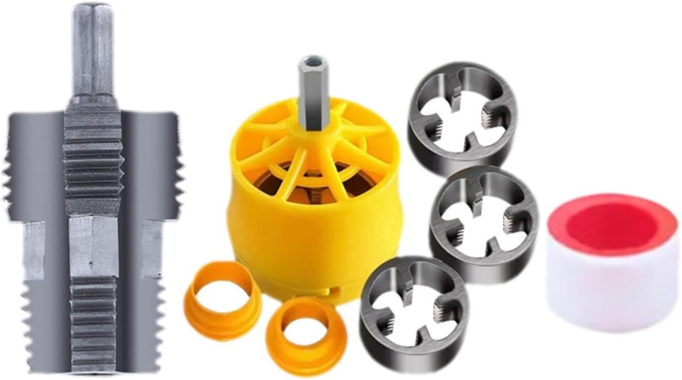 High Performance Thread Maker Die with 3 Pipe Round Dies Installed Easily for Quick Plumbing Solutions and High Reliability Pipe Threader Plumbing Tool Threader Kit, No Wire Remover