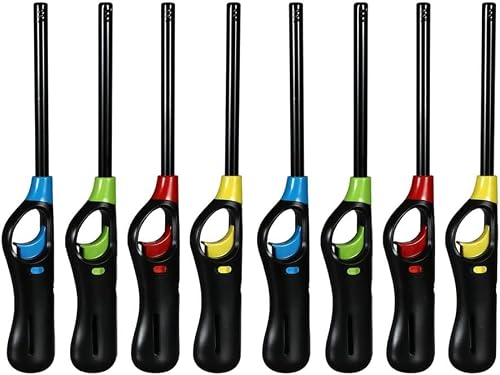 Candle Lighter Refillable Gas Long Reach Fire Lighters Windproof Adjustable Flame Safety Lighters for Kitchen BBQ Fireplace Cookers and Outdoor Use (8)