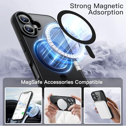 JETech Magnetic Case for iPhone 16 Plus 6.7-Inch Compatible with MagSafe, Shockproof Phone Bumper Cover, Solid Color Matte TPU Frame, Anti-Scratch Clear Back (Black) by JETech - Image 5