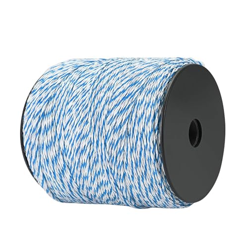 Image of Electric Fence Wire, 500m Upgraded Fence Wire, 6 Strand Polywire Electric Fence Wire Reel with Black Chuck for Livestock Cattle Sheep Horse Pets Crop