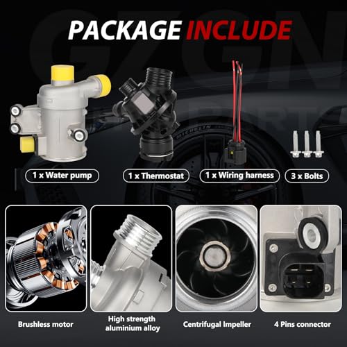 GZGN Water Pump Compatible with BMW 335i,435i,X5,X6,335i xDrive,335i GT xDrive,435i Gran Coupe,M2,M235i,M235i xDrive,Electric Engine Water Pump W/Thermostat OE#11518635090,11537598865 by GZGN - Used condition - Image 5