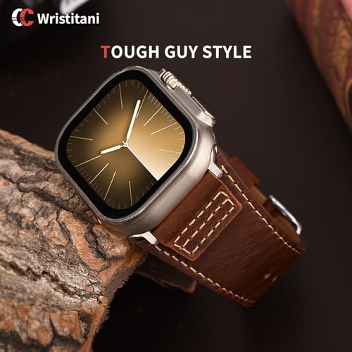 Image of Wristitani Genuine Leather Strap Compatible With Apple Watch