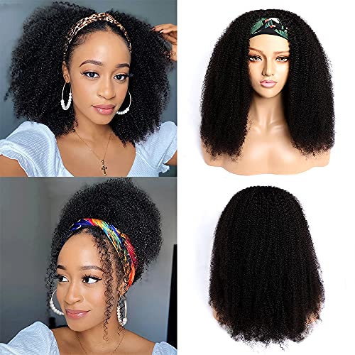 Headband Wigs Afro Kinky Curly Human Hair Wigs Remy Wig Brazilian Machine Made Headband Wigs Natural Color