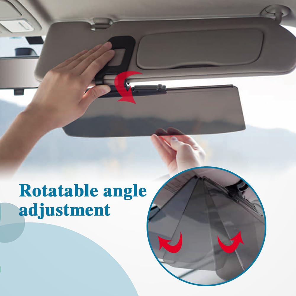 Upgraded Polarized Car Sun Visor Extender - Anti-Glare Blocker With Cat Claw Clip, 180° Adjustable