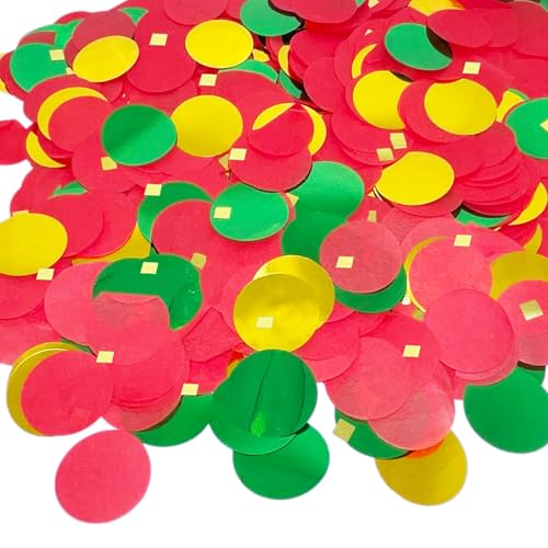 10000 Stück Seidenpapier Konfetti, VEINARDYL Rund Glitzer Weihnachten Tischkonfetti 1000 Stück für Weihnachten Hochzeit Party Geburtstag Geschenk Dekoration - 2,5 cm, Rot, Grün und Gold
