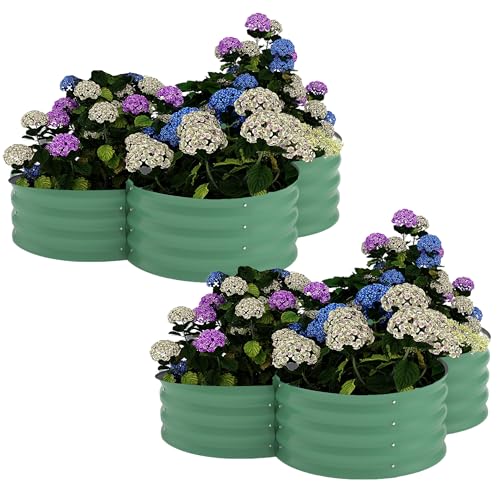 Garvee 2 Pack Galvanized Raised Garden Bed, Outdoor Planter Box