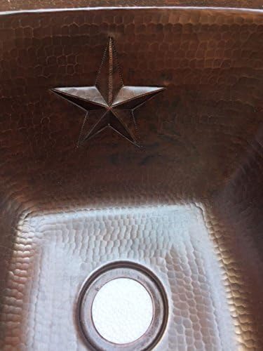 Mexican Bathroom Copper Sink Hand hammered Stars Square Sink