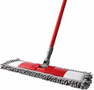 HOMEPRO Mops For Floor Premium Microfiber Chenille Mop with Heavy Duty Pole 3 Parts Adjustable Handle Flat Mops With Long Handled For Hardwood Vinyl, Tile,Safe On All Floors Types