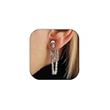 Gothic Halloween Skeleton Stud Earrings Skeleton Hand Clip on Earrings for Women Men Spooky Halloween Skull Skeleton Dangle Earrings Halloween Costume Party Exaggeration Accessories