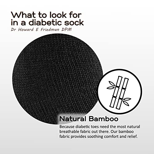 Silky Toes 3 Or 6 Pack Men’s Bamboo Diabetic Seamless Soft Non-Binding Crew Socks, Also Available In Plus Sizes (10-13, Black- 6 Pairs) #TOP2