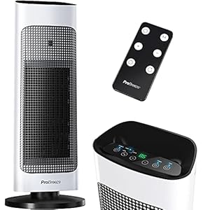 Pro Breeze 2000 W Keramische Elektrische Verwarming – Torenverwarming met Digitaal Led-Display – Zelfdraaiende Functie, Elektrische Kachel met Ingebouwde Thermostaat, Eco- en Ventilatorstand – Wit