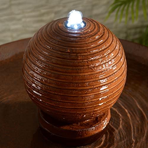 Kenroy Home 51026Wdgcopsol Oswego Solar Fountain With Wood Grain And Copper Finish, Casual Style, 31.5" Height, 26.5" Width, 26.5" Depth #TOP3