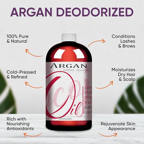 Argan Oil -Cold Pressed 16 oz Pure Natural Extra Virgin Unrefined Argan Moroccan Marrakesh Oil Moisturizer Hair Face Lips Body Scalp Skin Hair