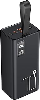 Bateria externa de carregamento rápido de 70000 mAh, 5 saídas, 2 entradas, ecrã LED, PD 30 W e QC 3.0, bateria de carregamento rápido, carregador portátil de alta capacidade, grande banco de