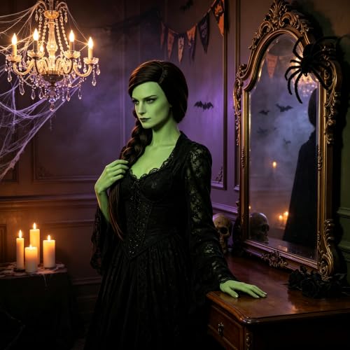 Image of S-noilite Long Black Brown Braid Witch Wig for Women Halloween Cosplay Wig