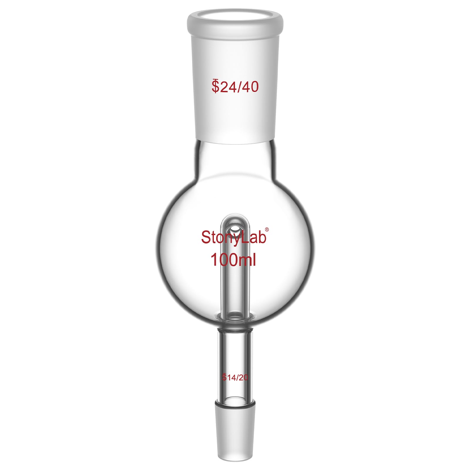 stonylab Piège à évaporateur Rotatif avec 14/20 Joint Supérieur Extérieur et 14/20 Joint Standard Intérieur, Rotary Evaporator Bump Trap de Laboratoire, 100 ml