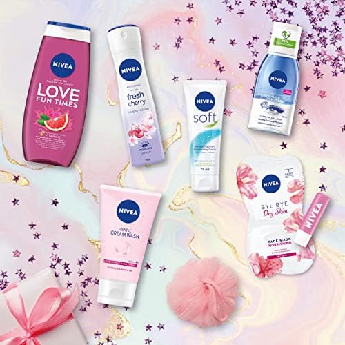 NIVEA Rainbow Collection Gift Set (8 Pieces), Refreshing and Colourful NIVEA Gift Set Includes Shower Gel, Face Wash, Face Mask, Lip Balm and More, Gifts for Women