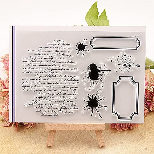 English Words Vintage Text Background Clear Stamps for Card Making Decoration DIY Scrapbooking,Ink Mark Banner Tags Silicone Transparent Seal Clear Stamps for Embossing Album Decor Craft.