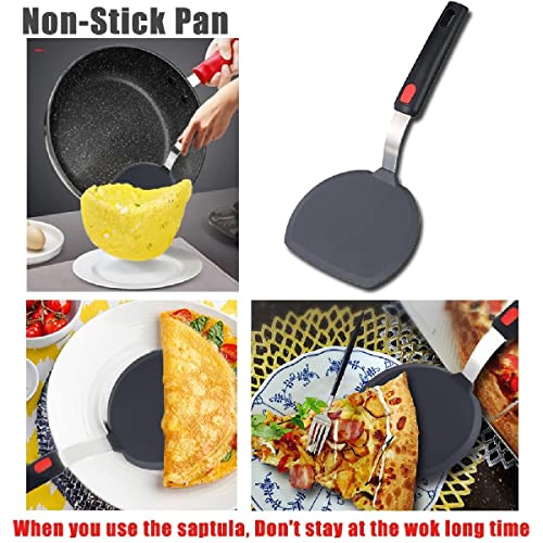 Image of Baskety Silicone Turner Spatula Set - 480F Heat-Resistant Flexible Rubber Silicone Spatulas - Silicone Cooking Utensil Set - Egg Turners, Pancake Flippers, Kitchen Spatulas ((O) Pack of 1)