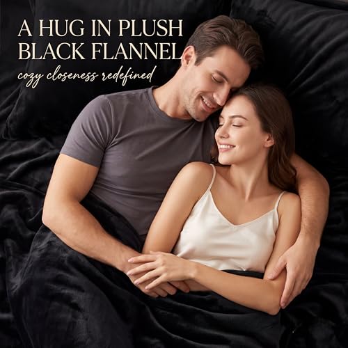 Waterproof Blanket for Bed - 82" x 82" King Size Water Proof and Stain Resistant Bed Protector for Couples, Flannel Moisture Absorbent, Machine Washable, Liquid-Resistant Throw Blanket, Black — view 4