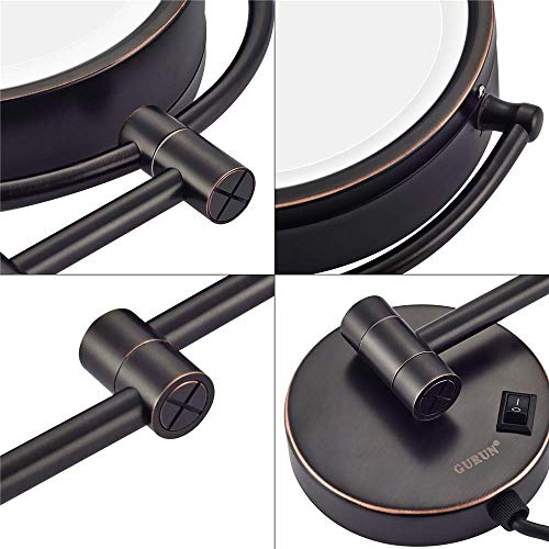 Miroir de maquillage double face mural 7X avec prise - 8