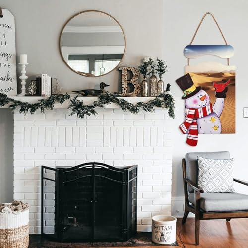 Image en bois à suspendre Noël et paysage désert chic