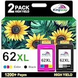 62XL Ink Cartridges Black and Color Replacement for HP Ink 62 for HP 62XL Ink Cartridge Combo Pack HP62 HP62XL Envy 7640 7645 5660 5540 5661 OfficeJet 5740 8040 Mobile 200 250 258 Printer ink 62