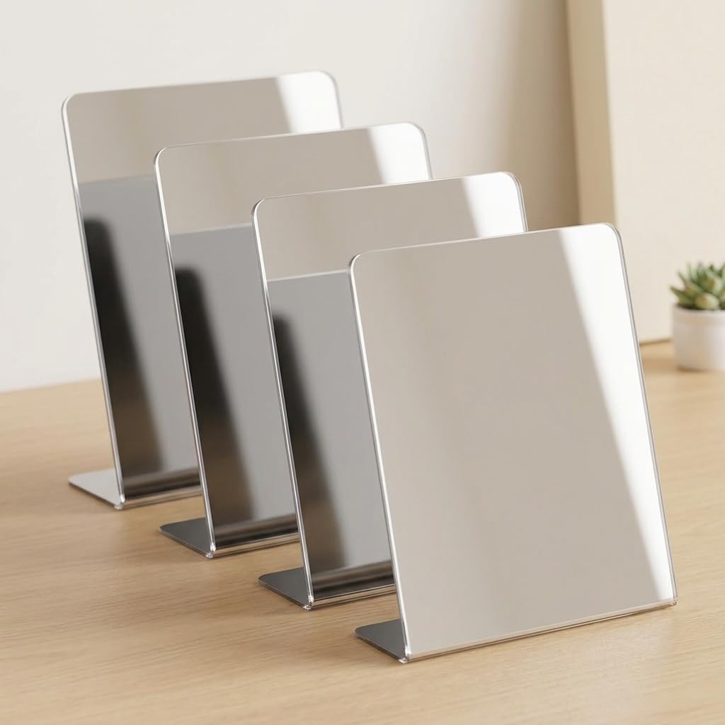 Table Mirror Set of 4 Freestanding Single Sided Glass Stand