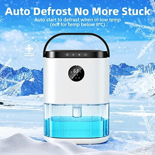 CONOPU Dehumidifier, 2300ML Dehumidifiers for Home 500 Sq.ft, Dual Semiconductors Technology, LED Lights, Auto-Defrost, Auto-Off, 3 Modes Humidity Control, Dehumidifiers for Drying Clothes, White