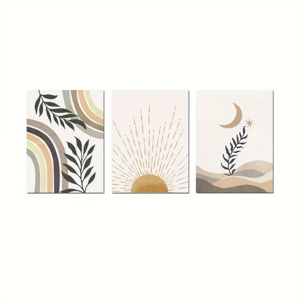 WBYZAC Botanical Posters-Nordic Art Canvas Print Posters, Abstract Moon Plant Canvas Wall Art Paintings, Artwork for Living Room Bedroom Office Hallway Kitchen Wall Decors-60 * 70cm*3PCS (No Frame)