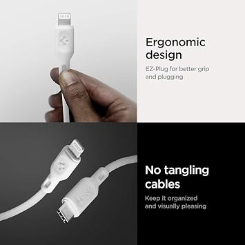 Spigen USB-C to Lightning (1 Metre) Hızlı Şarj / Data Kablosu MFI Lisanslı C10CL Beyaz - 000CA25416 (Spigen TR Garantili)