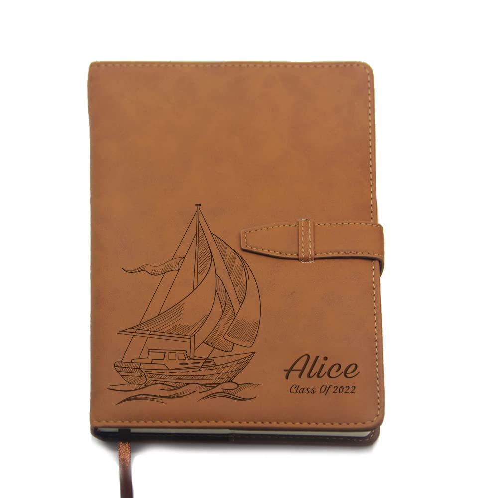 EDSG Personalised Gift for Mum Women Men Journal Diary Notebook Custom PU Leather Notebook Leather Diaries for Him Girl Her Daughter Boy Gift for Birthday Graduation A5 Size (Brown Design 1)
