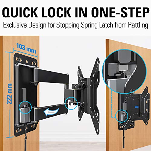 Mounting Dream Lockable RV TV Mount for 17-43 inch TV, RV Mount for Camper Trailer Motor Home Boat Truck, Full Motion Unique One Step Lock Design RV TV Wall Mount, 200mm VESA 44 lbs. MD2210, black