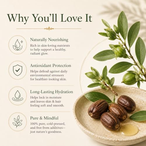 Image of AROMATICO Jojoba Oil for Skin, Hair and Body Care, Multipurpose Carrier Oil for Massage, Scalp Care, Dry Skin Routine, Natural Glow - 1000 ml