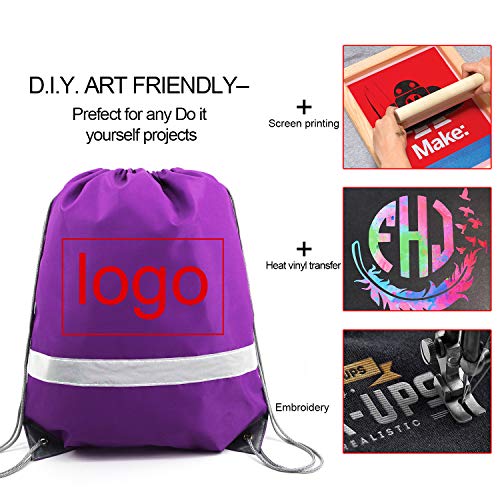 Image of BeeGreen 20 Pieces Purple Drawstring Backpacks Bulk, Draw String Bags for Gym Sport, Reflective Cinch Blank Bag