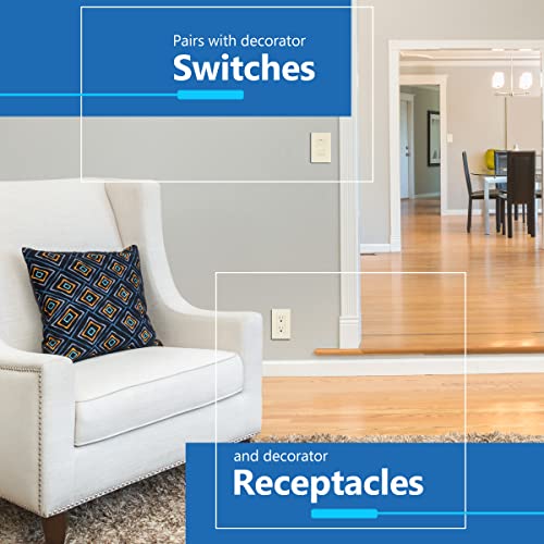Image of LIDER Decorator Switch Cover, Screwless Wall Plate, Mid-Size 1-Gang 4.88 inch x 3.11 inch, LSWP-31M-LA, UL Listed, Thermoplastic, Matte Light Almond, 1-Pack