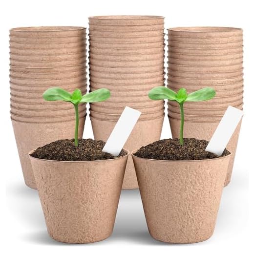 ARGCONNER 4 Inch Peat Pots, 50PCS Biodegradable Plant Starting Pots Round Nursery Pot, Garden Germination Nursery Pot Bonus 20 Plant Labels (4 Inch, 50P)