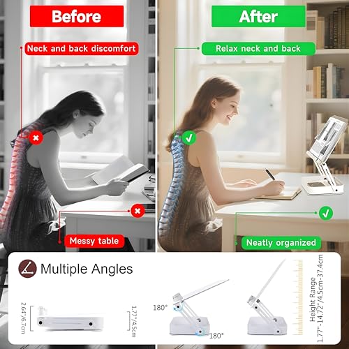 Image of Sunchhaya Acrylic Book Stand for Reading, Writing, Painting and Used As Laptop Stand for Desk, 360 Degree Rotatable Acrylic Book Reading Stand Adjustable Height-Angle (R22H)