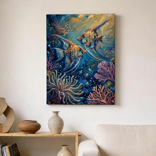 Toile murale abstraite pour raviver un mur vide avec du corail bleu - 6