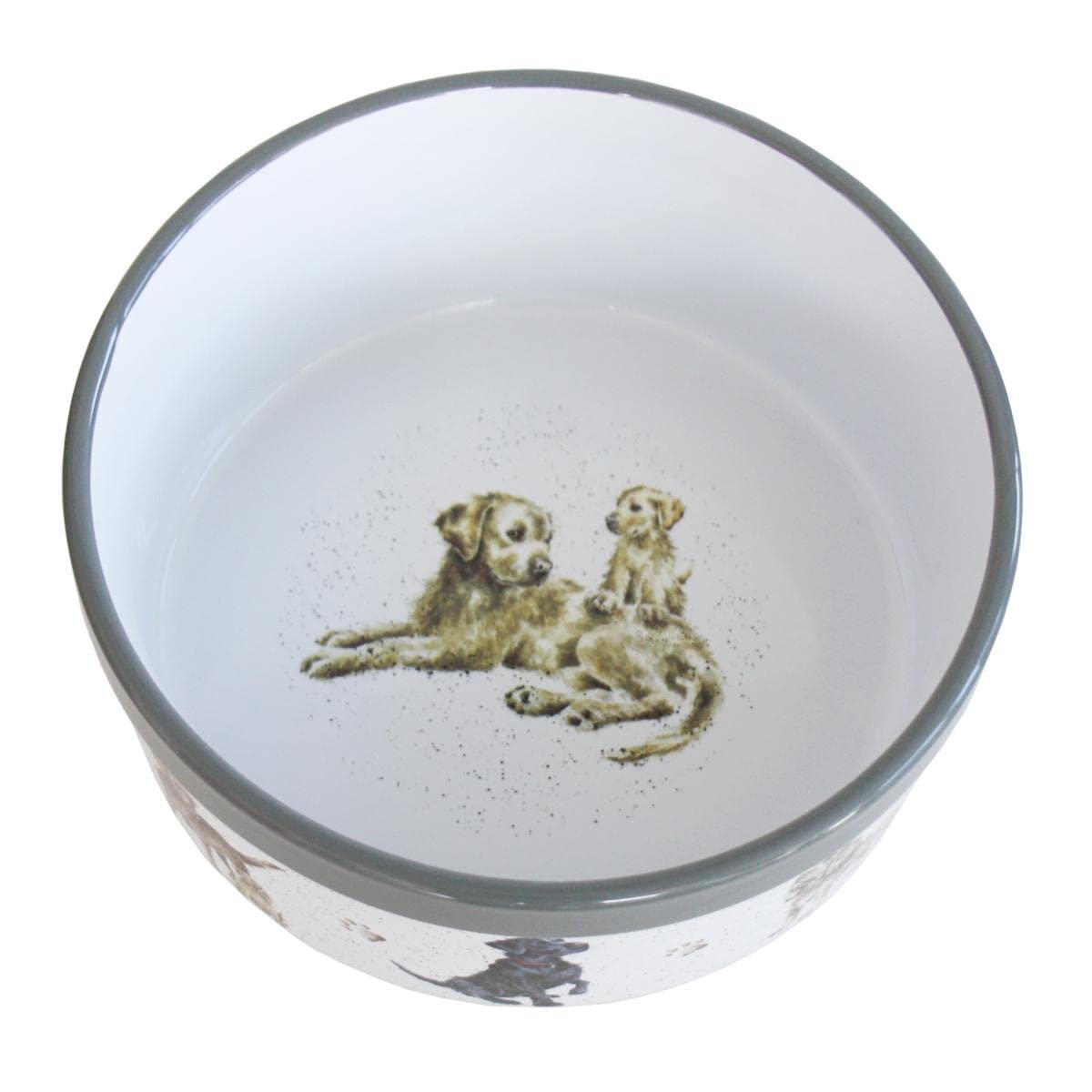 Wrendale Designs Steingut Hundenapf ca. 20,5cm D 1800ml Royal Worcester Schüssel mit Rasse-Hunde Portraits von der britischen Künstlerin Hannah Dale fürs Füttern & als Geschenk