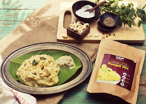 Image of Delight Foods Unpolished Foxtail Millet Pongal Mix (400g) & Multi Millet Khichdi Mix (400g) - 800g Combo | Healthy Ready-to-Cook Meal | High Fiber Traditional Indian Mix