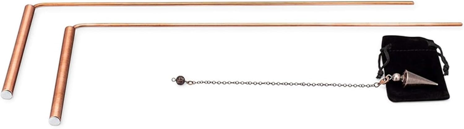 Copper Dowsing Rods Kit - 99.99% Pure Copper Divining Rods and Pendulum - for Divining Water, Spiritual, Gold, Energy Healing, Treasure, Buried Items Etc